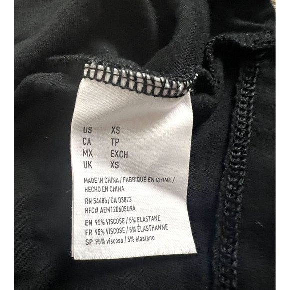 American Eagle Soft & Sexy black T shirt size XS draped front, deep v-neck, long - Picture 8 of 8